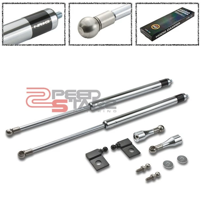 NRG ИЗ НЕРЖАВЕЮЩЕЙ СТАЛИ ГИДРАВЛИЧЕСКИЙ АМОРТИЗАТОР КАПОТА ДЛЯ 00-07 SUBARU IMPREZA WRX STI GDB ХРОМ - Изображение 1 из 1