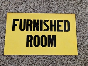 ANTIKES Vintage 40er Jahre Pappschild MÖBLIERTES ZIMMER zu vermieten *** Art Deco / Retro - Bild 1 von 6