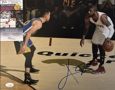 KYRIE IRVING SIGNED CLEVELAND CAVALIERS “OVER CURRY” 11X14 PHOTO JSA COA PROOF - Image 1 of 3