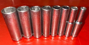 Craftsman 1/4" Drive 8 Piece 6 Pt Point SAE Deep Socket Set Chrome - Picture 1 of 3