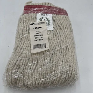 12 kommerzieller Nassmopp Kopf Cut-End Baumwolle weiß 24oz 1" 4-lagig 115509 Riteline - Bild 1 von 4