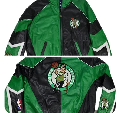 Vintage Wilson Pro Player BOSTON CELTICS Colorblock Leather Jacket Mens XGD / XL - Image 1 of 4