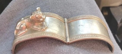 MMA 1976 Metropolitan Museum of Art Pewter Egyptian King Tut Lion Tiger Cuff - Image 1 of 4