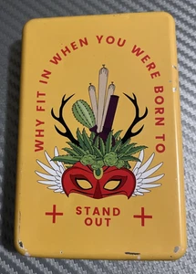 Mini Tin 4x2.75" Metal Holder Desk STAND OUT RevLeaf Mask Free Shipping Table - Picture 1 of 15