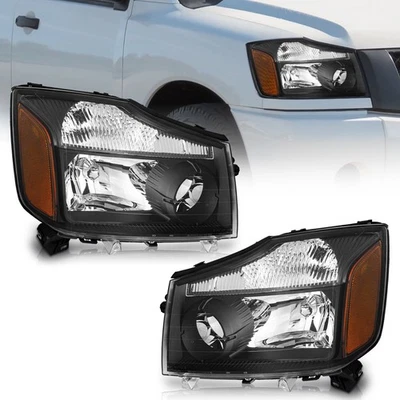 Pair Headlights Assembly For 2004-2015 Nissan TITAN 2005-2007 Armada Headlamps - Imagem 1 de 4