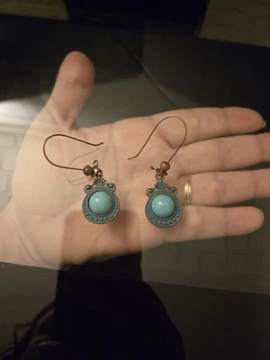 Turquoise Copper Design Earrings for Wome Handmade Jewelry - Image 1 of 2
