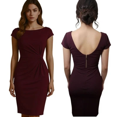 VICTORIA'S SECRET Burgundy Twist Front Sheath Dress - Size S - Image 1 of 4