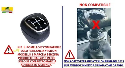 AUTOKIT Pomello leva cambio COMPATIBILE con LANCIA YPSILON Y BENZINA 5 Marce dal 2015