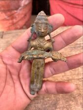 17th c Ancient Old Bronze Hindu Religious God Very Rare Miniature Sculpture 