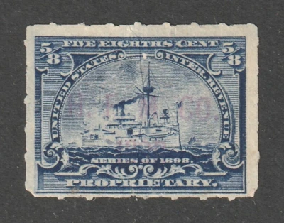 Scott # RB23, Used, F, ⅝¢ Battleship, Dr. Herrick's Family Med. Co, New York, NY - Image 1 of 2