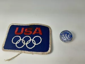 USA United States Olympic Committee Pin & Olympics Patch Red White Blue - Picture 1 of 5