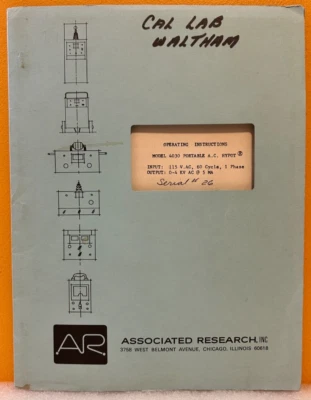 Manual de instrucciones de funcionamiento portátil Associated Research Modelo 430 A.C. Hypot. Foto 1 de 2