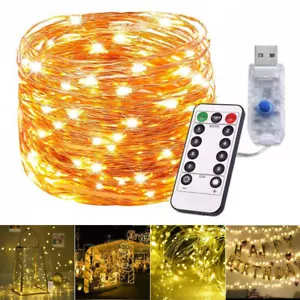 5M 50 LEDs String Fairy Lights USB Remote Control Timer Copper Wire DIY Decor - Picture 1 of 13