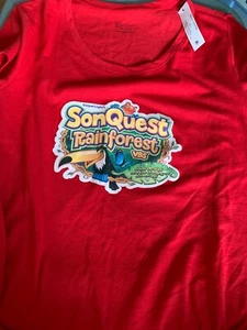 SonQuest Rainforest VBS Red Women's T Shirt size Large with Iron On Logo - Picture 1 of 1