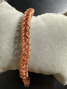 Copper Handmade Chainmail Bracelet Men or Women Size 6 Long Made with 20g Copper - Picture 1 of 2