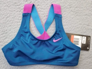 Nike Bikini Top Girls XS Multi Wide Straps Cross Back Swimwear Embroidered Logo - Picture 1 of 5