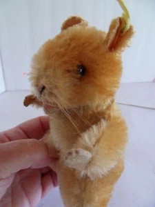 Steiff hámster mohair botón/bandera peluche Alemania 1566 - Imagen 1 de 3