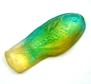 Fish Paperweight Art Glass Yellow / Green 4" Wide Beach Decor - Picture 1 of 4