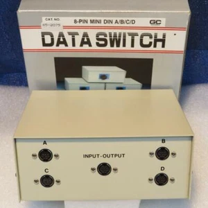 GC Elect. 45-2075 Manual 4-Way A/B/C/D Data Switch Female Mini Din 8-Pin MD-8 - Picture 1 of 4