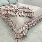 Linen Ruffled Duvet  Cover set with 2 pillowcases | shabby chic bed linen set