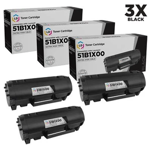 LD Compatible Lexmark 51B1X00 Extra High Yield Black Toner Cartridges 3-Pack - Picture 1 of 6