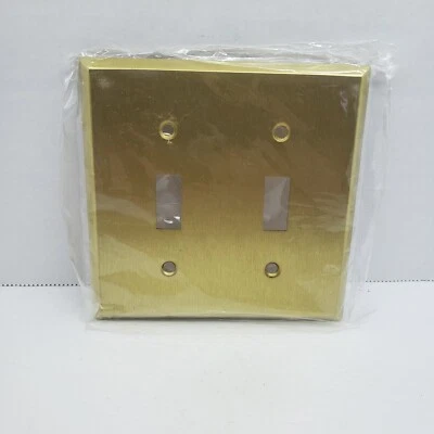 Mulberry 2-Gang Toggle Switch Wall Plate Cover Satin Brass  #94072 - Image 1 of 2