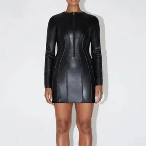 NWT Khy Kylie Jenner Faux Leather Long Sleeve Mini Dress Women's size XL *flaw* - Picture 1 of 9