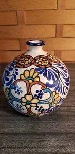 Talavera Vase Mexican Art Pottery Globe Alba 6" - Picture 1 of 10