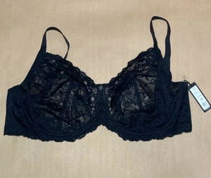 Montelle Intimates black lace full coverage bra 38H divine - Picture 1 of 7