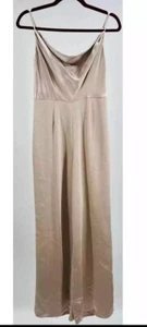 Lush Clothing Jumpsuit Damen XS Small Champagner Neu mit Etikett Wasserfallausschnitt weites Bein Satin - Bild 1 von 5