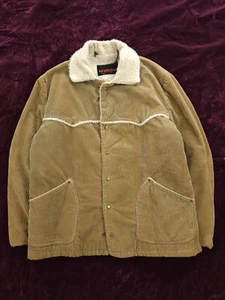 Vintage 1970s McGregor Tan Corduroy Sherpa Lined Western Marlboro Jacket 46 - Picture 1 of 10