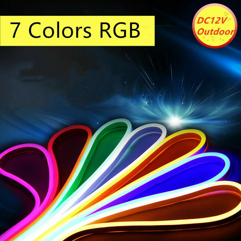 DC12V RGB Neon LED Rope Light Flex Strip Commercial Boat Bar Sign Decor Outdoor - Image 1 of 4