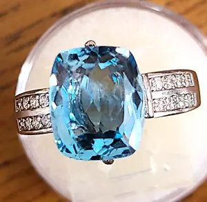 6,13 ct. Cuscino Topazio Blu Svizzero Vera Pietra Naturale Sciolta 12X10mm Gemma # - Foto 1 di 5