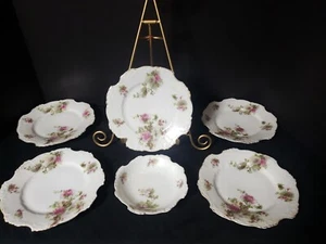 5er Set schöne antike schlesische Mittags-/ Salatteller und 1 Beerenschale - Bild 1 von 12