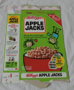 Kellogg's Apple Jacks Cereal Box 11 oz 1984 Free Fun Stickers - Picture 1 of 8