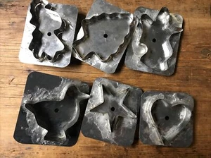 Primitive Style Metal Christmas Cookie Cutters W/ Handles Duck Tree Santa Star - Picture 1 of 12