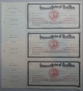 Sheet of 3 Red Men Indian Reservation Hunting Grounds Receipt Stamp - Picture 1 of 4
