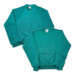 Lot Of 2 Vintage JERZEES Blank Crewneck Sweatshirts Teal Made in USA Sz M - Picture 1 of 11