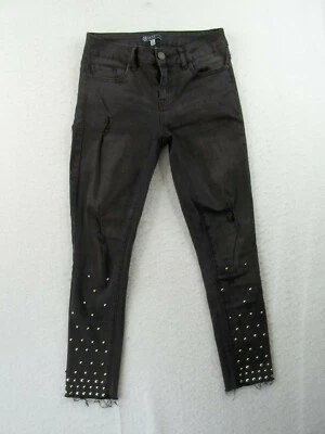 Pantalones de mezclilla negros Boom Boom Jr. para mujer tachuelas de metal talla 5 cintura 28 entrepierna 25"  Foto 1 de 4