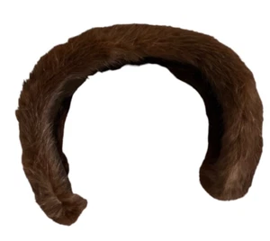 Vintage Mink Fur Headband Soft Brown Retro Costume Theater Headpiece One Size - Picture 1 of 5