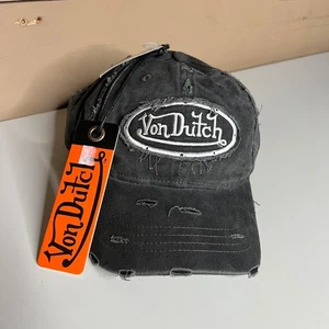 Von Dutch Baseballkappe Distressed schwarz Logo verstellbar Einheitsgröße neu - Bild 1 von 8
