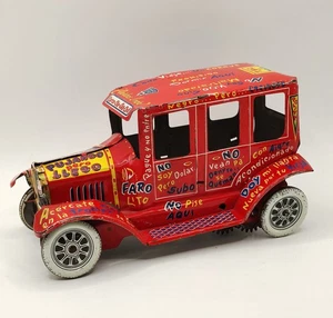 Vintage Plastimarx Marx Mexico Tin Litho Wind Up Jalopy Rare Variant Scarce Red - Picture 1 of 6