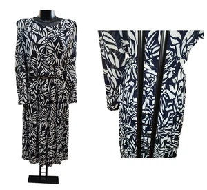 Vintage Ende 80er Abstraktes Print Damen Kleid Elegant Sommer Midi mit Gürtel Ita - Bild 1 von 22