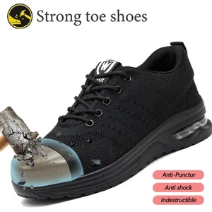 Sneakers Men Safety Shoes Lightweight Steel Toe Work Boots Anti Shock black - Picture 1 of 28