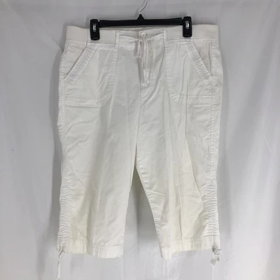 Pantalones capri para mujer Gloria Vanderbilt cintura algodón blanco 6 bolsillos talla 12 Foto 1 de 4