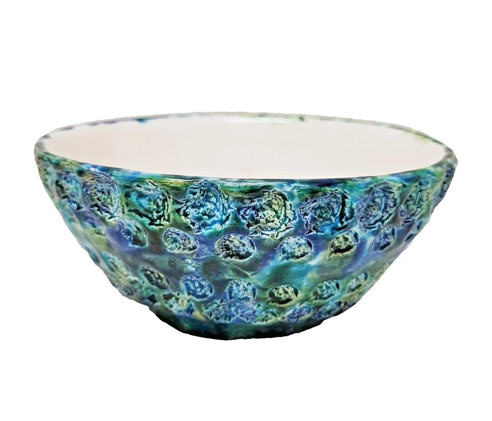 Antiga tigela artesanal estúdio arte cerâmica assinada EDNA JOHN 1974 colecionador feito à mão EUA - Imagem 1 de 4