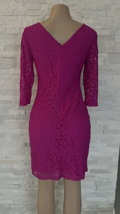 Ivanka Trump Fuchsia Stretch Lace  Sleeve Sheath Party  Dress Size 0 - Picture 1 of 5