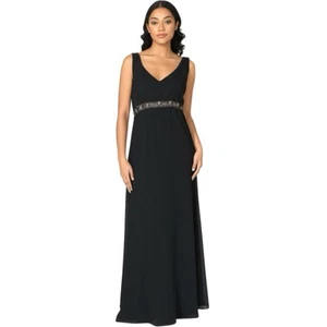 Michaelangelo Women’s Black Evening Gown Beaded Dress V Neck Sleeveless Sz 10 - Picture 1 of 11