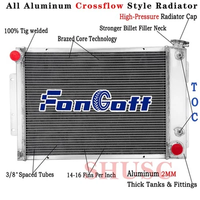 CU370 3 Row Aluminum Radiator For 1967-1969 1968 Chevy Pontiac Camaro Firebird Foto 1 de 4
