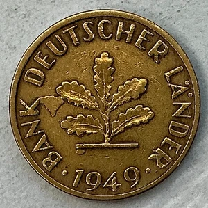 1949 J Die Error Germany - Federal Republic 5 Pfennig KM# 102 - Picture 1 of 2
